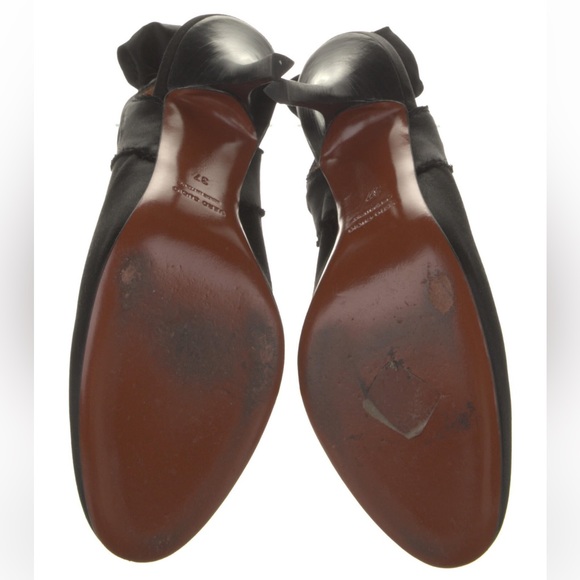 Lanvin Black Satin Bow Slingback Pumps, Size 7 - Picture 5 of 15